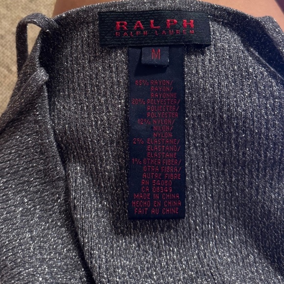 Silver Shimmery Metallic Ralph Lauren V-Neck Sweater Tank - Picture 4 of 5